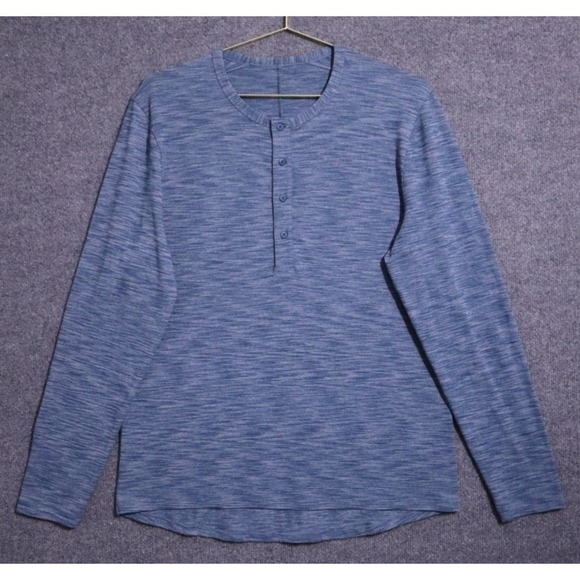 lululemon athletica Other - Lululemon Shirt Men Large Blue Heather Henley Long Sleeve Daily Athleisure EUC